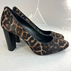 NWOT Michael Kors Leopard Calf Hair Block Heel Pumps Sz 9